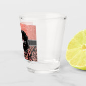 ばら色の金ゴールドのグリッターのダマスク織 ショットグラス (右)