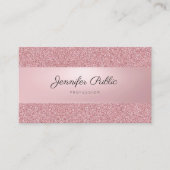 ばら色の金ゴールドのグリッターのモダンな手書きの原稿の上品 名刺 (正面)