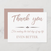 ばら色の金ゴールドのグリッターのモダンな結婚式のサンキューカード サンキューカード (正面/裏面)