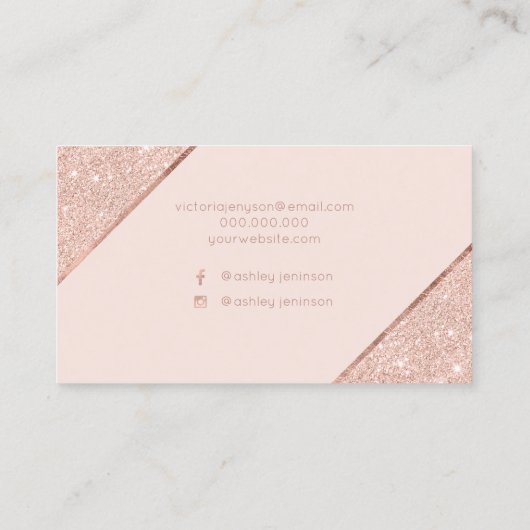 ばら色の金ゴールドのグリッターの原稿の赤面の化粧のタイポグラフィ 名刺 (裏面)