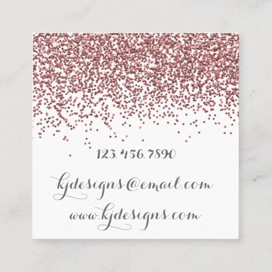 ばら色の金ゴールドのグリッターの名刺 スクエア名刺 (裏面)
