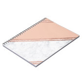 ばら色の金ゴールドのグリッターの幾何学的なストライブ柄の白い大理石2 ノートブック (左側)
