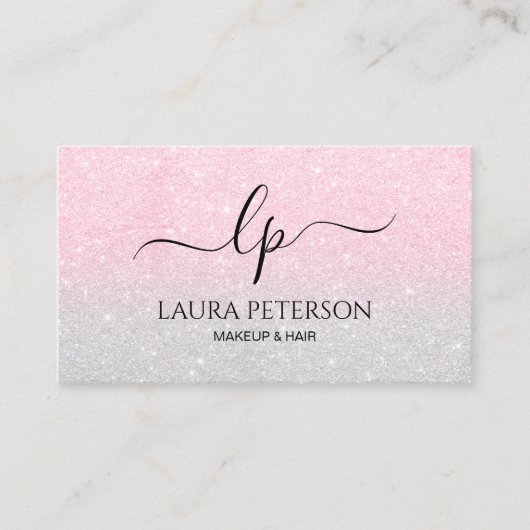 ばら色の金ゴールドのグリッターの手書きの原稿の書道 名刺 (正面)