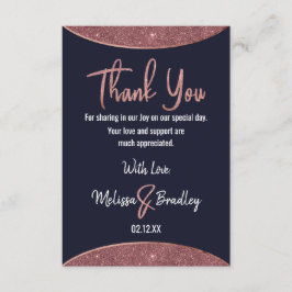 ばら色の金ゴールドのグリッターの濃紺の回状は感謝していしています サンキューカード