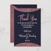 ばら色の金ゴールドのグリッターの濃紺の回状は感謝していしています サンキューカード (正面/裏面)