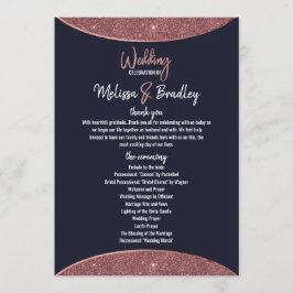 ばら色の金ゴールドのグリッターの濃紺の回状プログラム プログラム