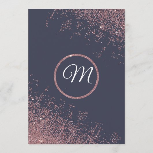 ばら色の金ゴールドのグリッターの濃紺の結婚式プログラム プログラム (裏面)