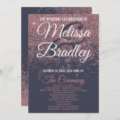 ばら色の金ゴールドのグリッターの濃紺の結婚式プログラム プログラム (正面/裏面)