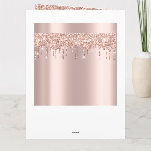 ばら色の金ゴールドのグリッターの火花の滴りの単に花嫁の美しい カード (裏面)