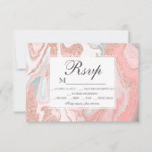 ばら色の金ゴールドのグリッターの珊瑚のピンクの大理石の菓子16 RSVP (正面)