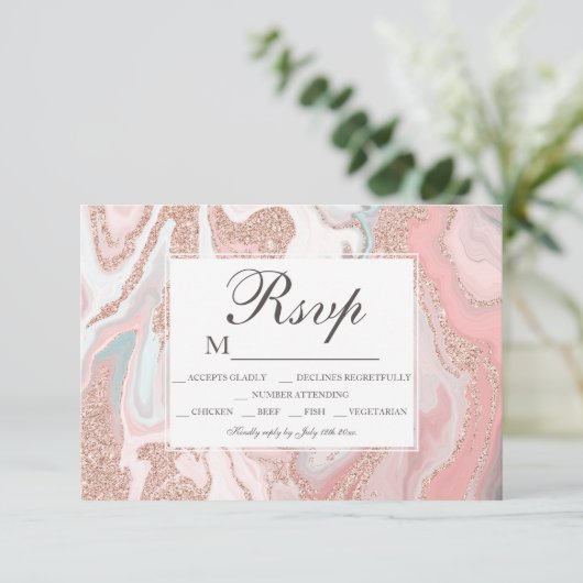 ばら色の金ゴールドのグリッターの珊瑚のピンクの大理石の菓子16 RSVP (スタンド正面)