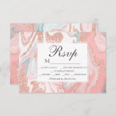 ばら色の金ゴールドのグリッターの珊瑚のピンクの大理石の菓子16 RSVP (正面/裏面)