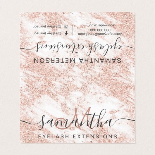 ばら色の金ゴールドのグリッターの白い大理石の目のアフターケア 名刺 (外部フラット)