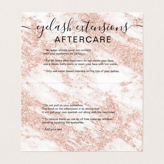 ばら色の金ゴールドのグリッターの白い大理石の目のアフターケア 名刺 (内部フラット)