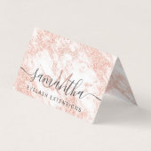 ばら色の金ゴールドのグリッターの白い大理石の目のアフターケア 名刺 (正面)