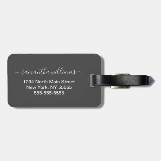 ばら色の金ゴールドのグリッターの白い大理石の魅力的なモノグラム ラゲッジタグ (裏面横)