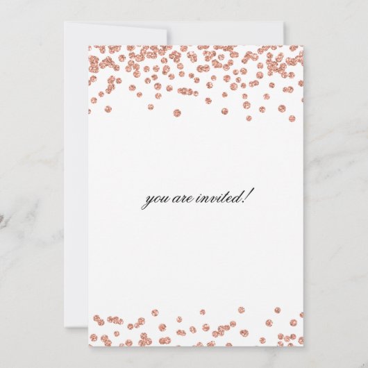 ばら色の金ゴールドのグリッターの紙吹雪の白くエレガントな結婚式 招待状 (裏面)