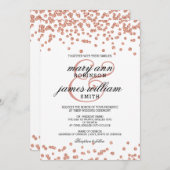 ばら色の金ゴールドのグリッターの紙吹雪の白くエレガントな結婚式 招待状 (正面/裏面)