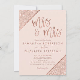 ばら色の金ゴールドのグリッターの赤面のピンクのシックなレズビアンの結婚式 招待状