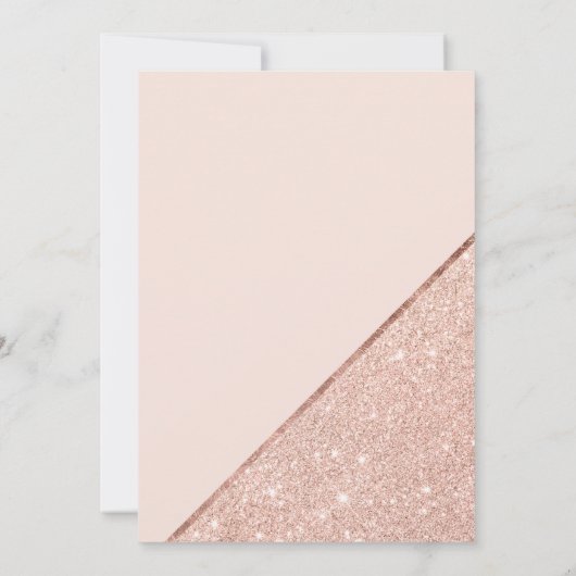 ばら色の金ゴールドのグリッターの赤面のピンクのシックなレズビアンの結婚式 招待状 (裏面)