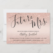 ばら色の金ゴールドのグリッターの赤面のピンク夫人ブライダルシャワー 招待状 (正面)