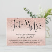 ばら色の金ゴールドのグリッターの赤面のピンク夫人ブライダルシャワー 招待状 (スタンド正面)