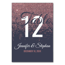 ばら色の金ゴールドのグリッターの輝きの濃紺のテーブル数 テーブルナンバー