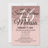 ばら色の金ゴールドのグリッターの輝きの赤面のピンクの菓子16 招待状 (正面)