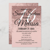 ばら色の金ゴールドのグリッターの輝きの赤面のピンクの菓子16 招待状 (正面/裏面)