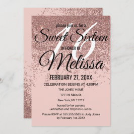 ばら色の金ゴールドのグリッターの輝きの赤面のピンクの菓子16 招待状