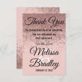 ばら色の金ゴールドのグリッターの輝きの赤面のピンクは感謝していしています サンキューカード (正面/裏面)