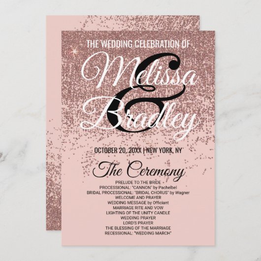 ばら色の金ゴールドのグリッターの輝きの赤面のピンクプログラム プログラム (正面/裏面)