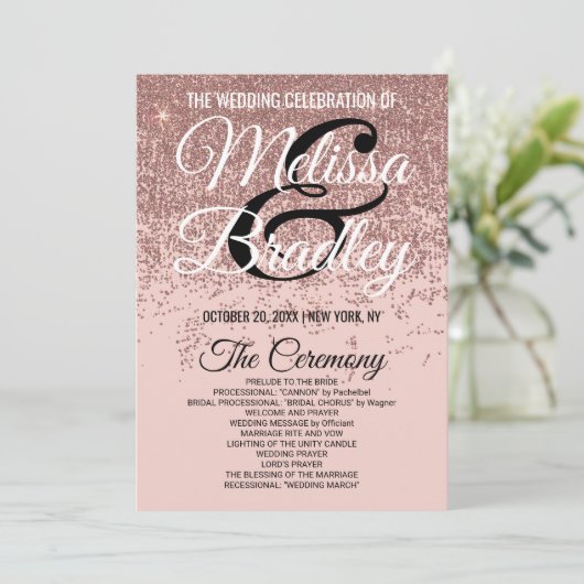 ばら色の金ゴールドのグリッターの輝きの赤面のピンクプログラム プログラム (スタンド正面)