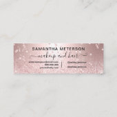 ばら色の金ゴールドのグリッターの金属輝きのアポイントメント スキニー名刺 (裏面)
