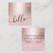 ばら色の金ゴールドのグリッターの金属輝きの紙吹雪こんにちは スクエア名刺 (正面/裏面)
