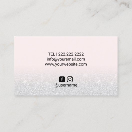 ばら色の金ゴールドのグリッターの鞭及び額のメーキャップアーティスト 名刺 (裏面)