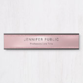 ばら色の金ゴールドのグリッターの魅力のモダンでエレガントなテンプレート サインプレート (正面)