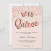 ばら色の金ゴールドのグリッターはシックな赤面Quinceañeraを風船のようにふくらませます 招待状 (正面)