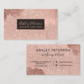 ばら色の金ゴールドのグリッターは毛の化粧のタイポグラフィを滴らせます 名刺 (正面/裏面)