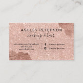 ばら色の金ゴールドのグリッターは毛の化粧のタイポグラフィを滴らせます 名刺 (裏面)