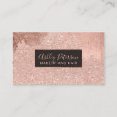 ばら色の金ゴールドのグリッターは毛の化粧のタイポグラフィを滴らせます 名刺 (正面)