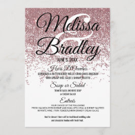 ばら色の金ゴールドのグリッターは白い結婚式メニュー光っています メニュー