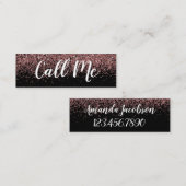 ばら色の金ゴールドのグリッターは私を小型名刺と電話します スキニー名刺 (正面/裏面)