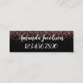 ばら色の金ゴールドのグリッターは私を小型名刺と電話します スキニー名刺 (裏面)