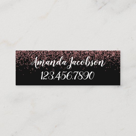 ばら色の金ゴールドのグリッターは私を小型名刺と電話します スキニー名刺 (裏面)