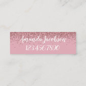 ばら色の金ゴールドのグリッターは私を小型名刺と電話します スキニー名刺 (裏面)