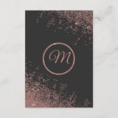 ばら色の金ゴールドのグリッターは黒い結婚式の詳細光っています エンクロージャーカード (裏面)