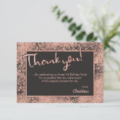 ばら色の金ゴールドのグリッター及び灰色の菓子16の魅力的な人気がある サンキューカード (スタンド正面)