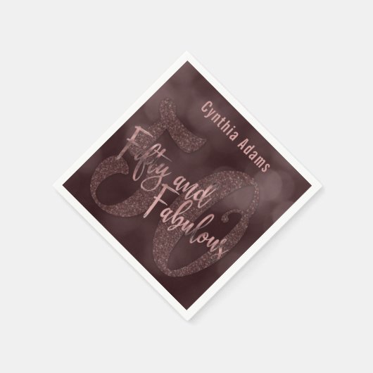 ばら色の金ゴールドのグリッター及び《写真》ぼけ味50及びすばらしいタイポグラフィ スタンダードカクテルナプキン (角)