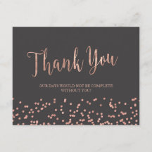 ばら色の金ゴールドのサンキューカード